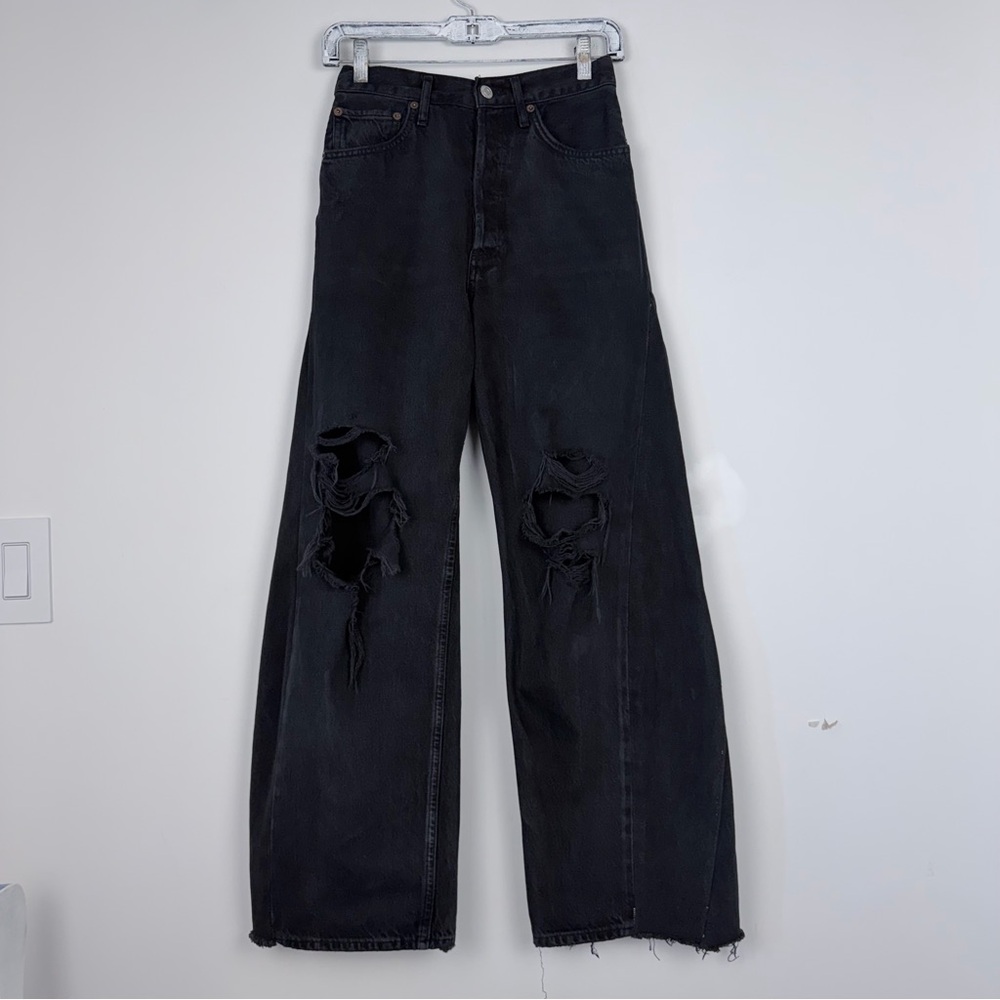 Agolde black distressed reworked low curve